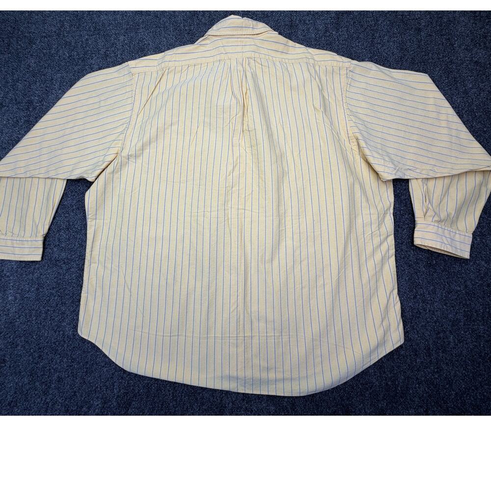Vintage Ralph Lauren Big Shirt XXL Yellow Stripe Hong Kong Cotton Heavy BOXY - Picture 2 of 7